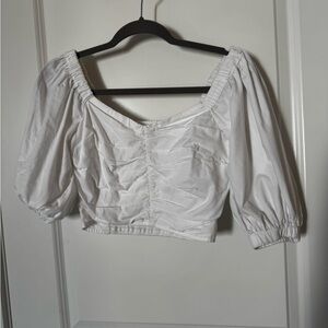 Abercrombie & Fitch White Ruched Blouse
